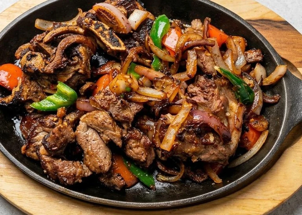 Tibs - sauteed Ethiopian beef and lamb served with injera at Mesob Ethiopian Eats in Winnipeg